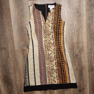 🦒🦁Bohemian Beachy Key Lime Pie Dress Mini Retro Tribal Linen Blend S